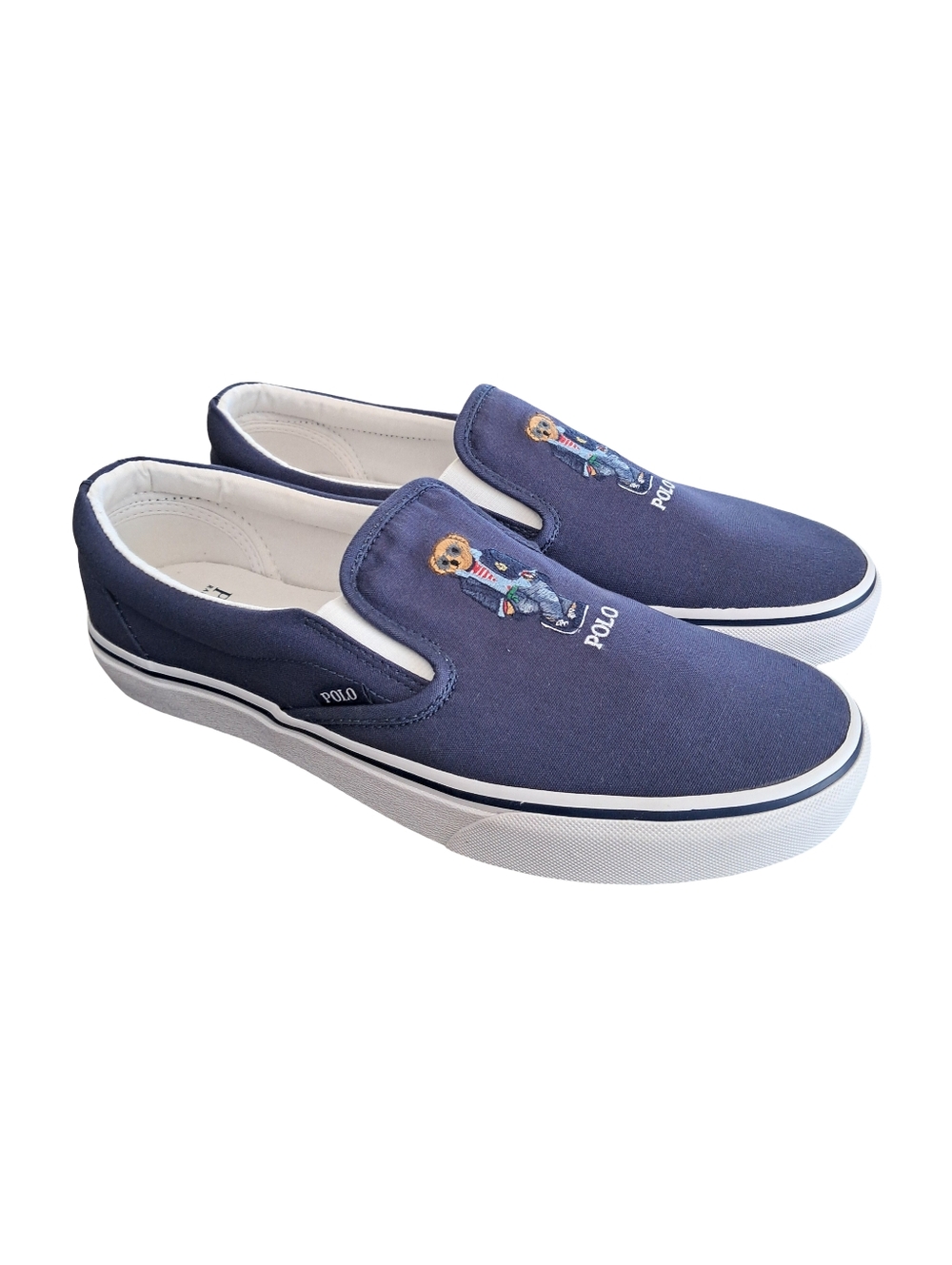 Polo Ralph Lauren KeatonMens Slip On Sneakers NEW Size 10.5 Navy Canvas - Picture 4 of 9